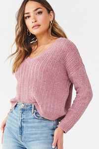 Chenille V-Neck Sweater, image 1
