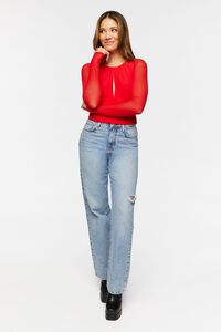 BERRY Ruched Mesh Cutout Crop Top, image 4