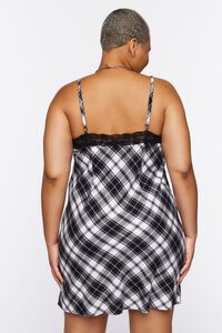 BLACK/MULTI Plus Size Wavy Plaid Slip Dress, image 3