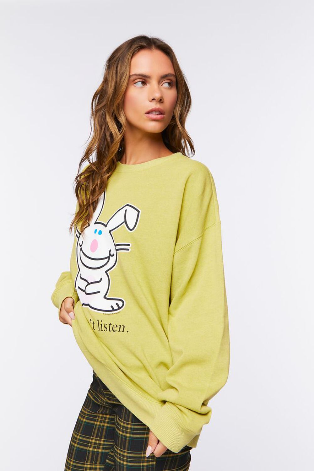 HERBAL GREEN/MULTI Its Happy Bunny Graphic Pullover, image 2