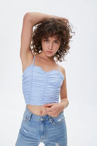 LIGHT BLUE Ruched Sweetheart Cropped Cami, image 1