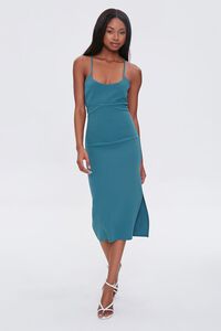 TEAL Lace-Up Midi Cami Dress, image 3