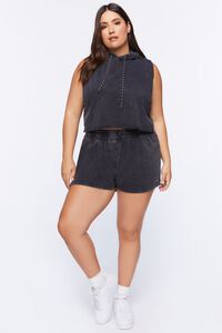 CHARCOAL Plus Size Active Sleeveless Cropped Hoodie, image 4
