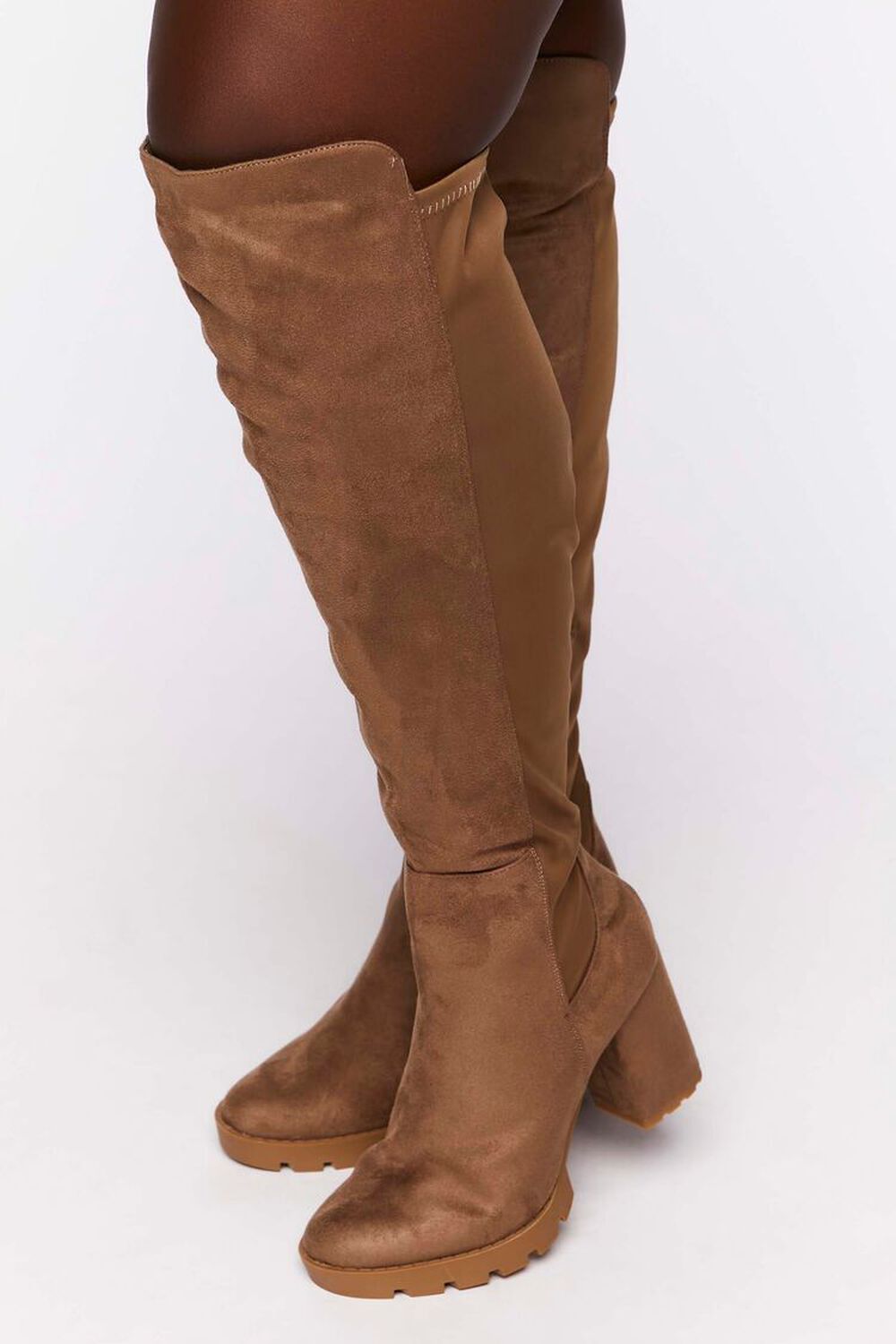 TAUPE Over-the-Knee Lug-Sole Boots (Wide), image 1