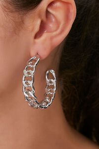 SILVER Curb Chain Hoop Earrings, image 1