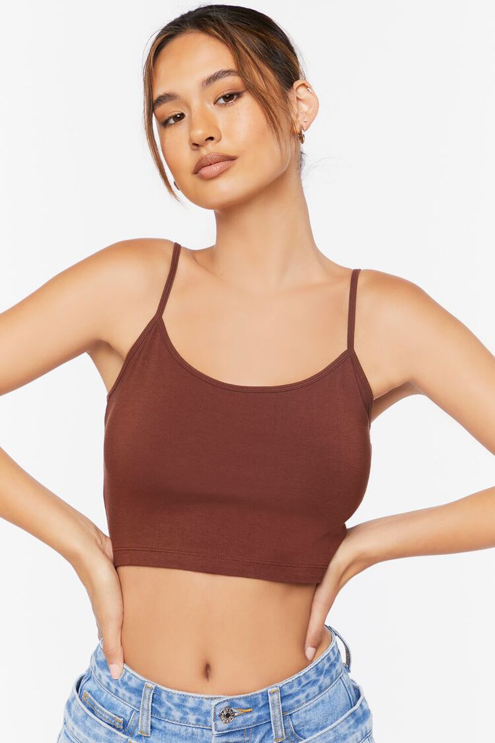 CHOCOLATE Cotton-Blend Cropped Cami, image 1
