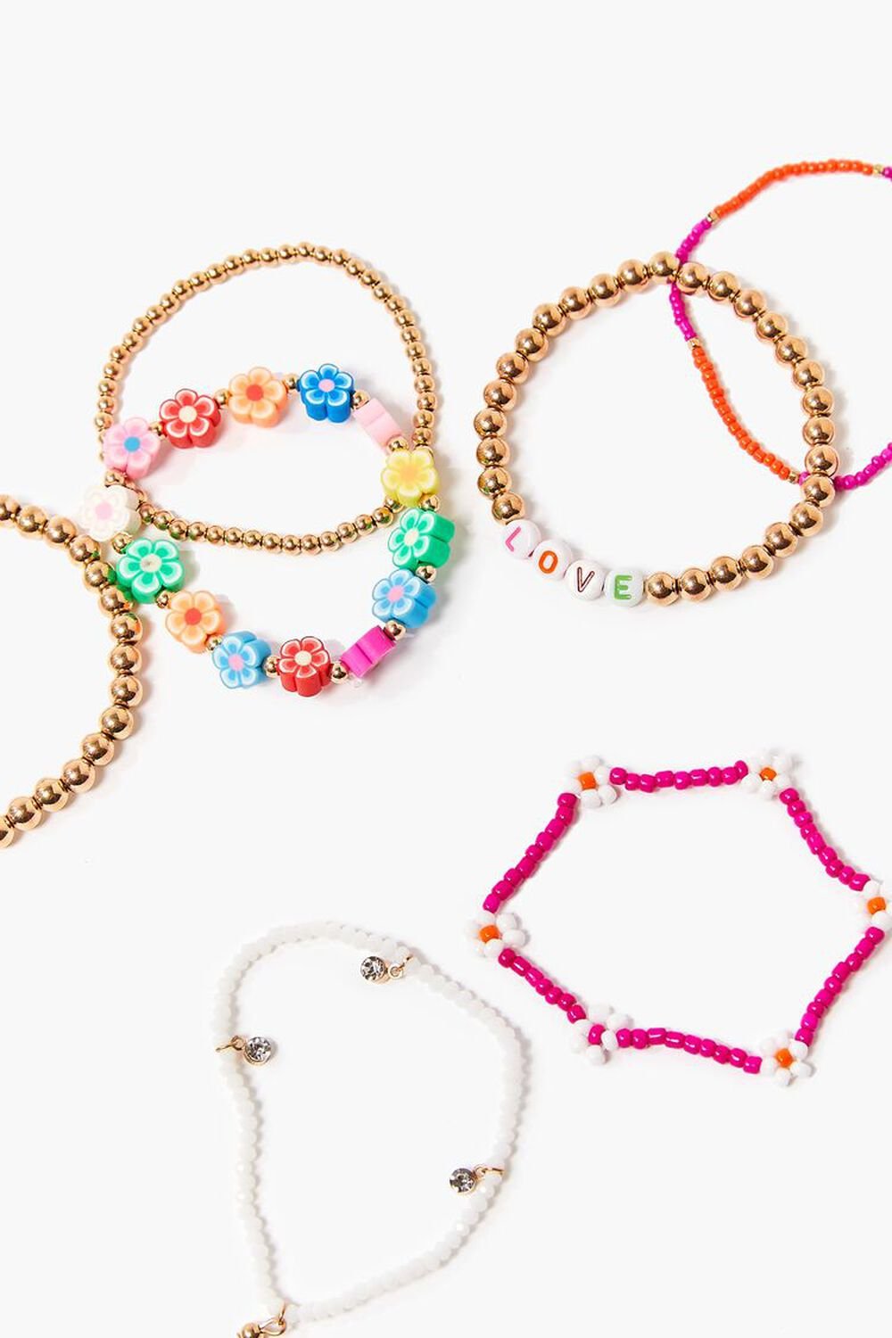 PINK/MULTI Love Beaded Stretch Bracelet Set, image 1