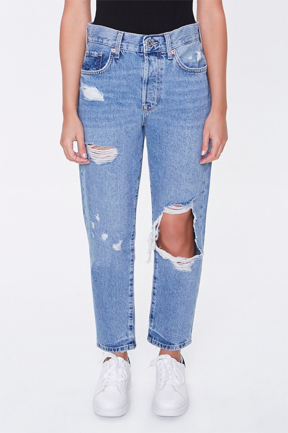Destroyed High-Rise Petite Mom Jeans
