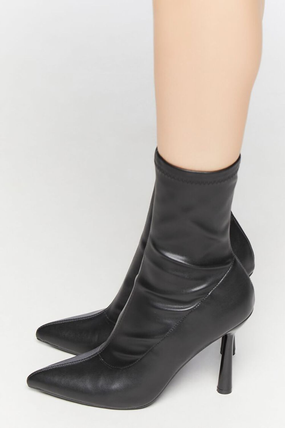 BLACK Faux Leather Stiletto Booties, image 2