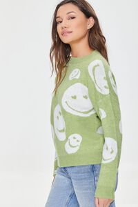 LIGHT GREEN/WHITE Happy Face Graphic Sweater, image 2