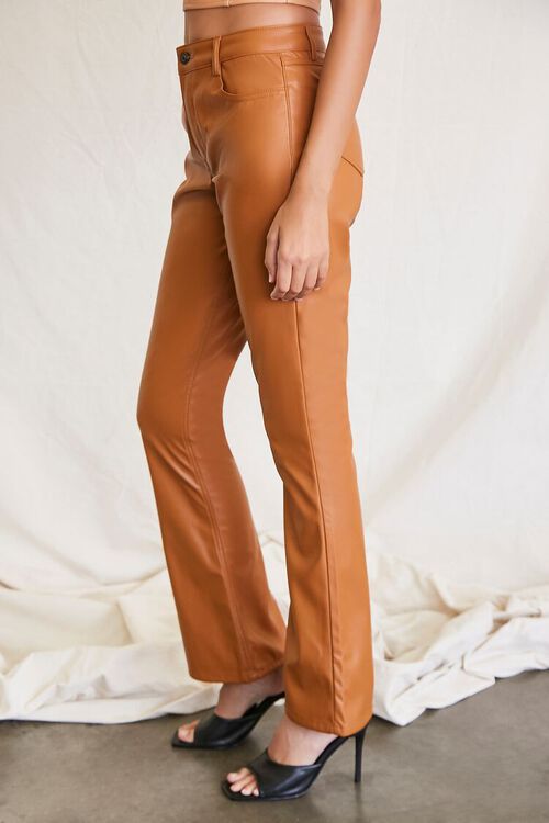 CAMEL Faux Leather Flare Pants, image 3
