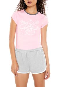 PINK/MULTI Ribbed Knit 12 Flower Baby Tee, image 5