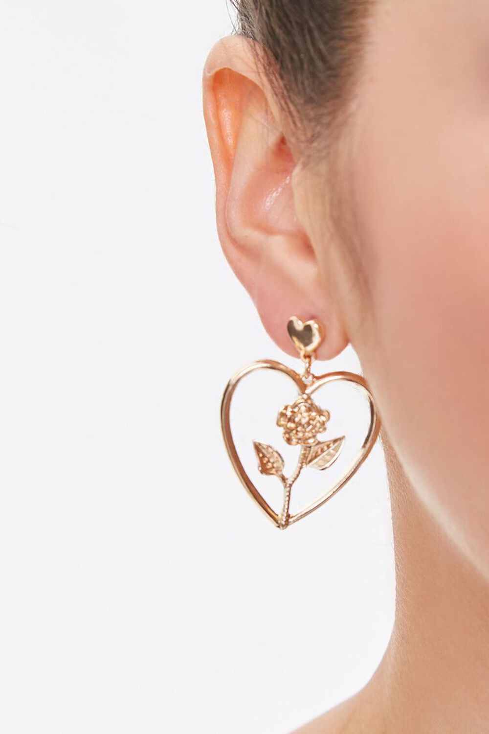 Rose Cutout Heart Drop Earrings, image 1