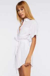 WHITE Tie-Waist Mini Shirt Dress, image 2