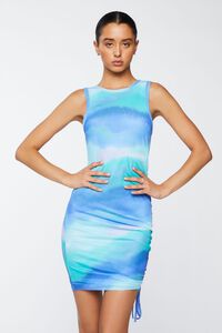 BLUE/MULTI Gradient Wash Mesh Mini Dress, image 1