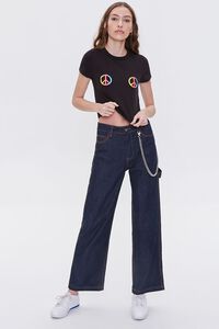 BLACK/MULTI Peace Sign Cropped Tee, image 4
