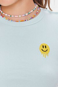SAGE/MULTI Embroidered Happy Face Cropped Tee, image 5