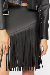 Faux Leather Fringe Midi Skirt, image 6