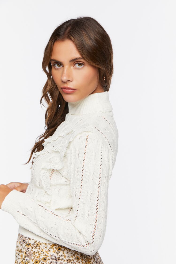 Women’s Cable Knit Turtleneck Sweater in Cream,  XS Cable on sale 2022 2