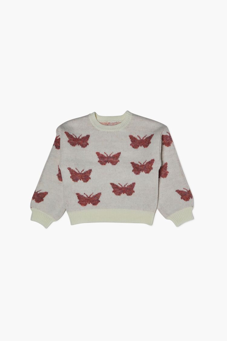 Girls Butterfly Print Sweater (Kids) in Cream,  13/14 (Girls on sale 2022