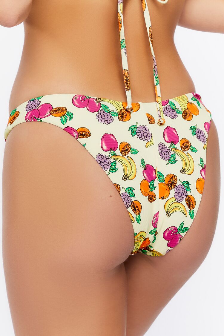 Women Fruit Print High-Leg Bikini Bottoms in Vanilla Small FOREVER 21 on sale 2022 6