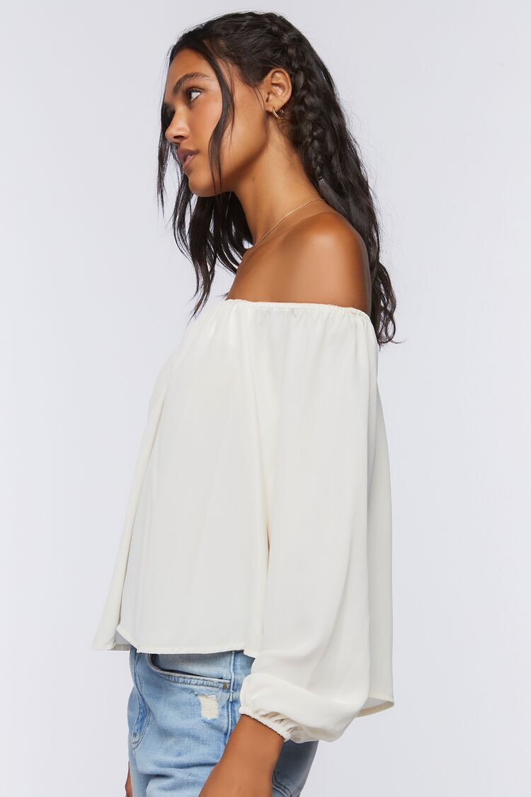 Women’s Chiffon Off-the-Shoulder Top in Ivory Small chiffon on sale 2022 2