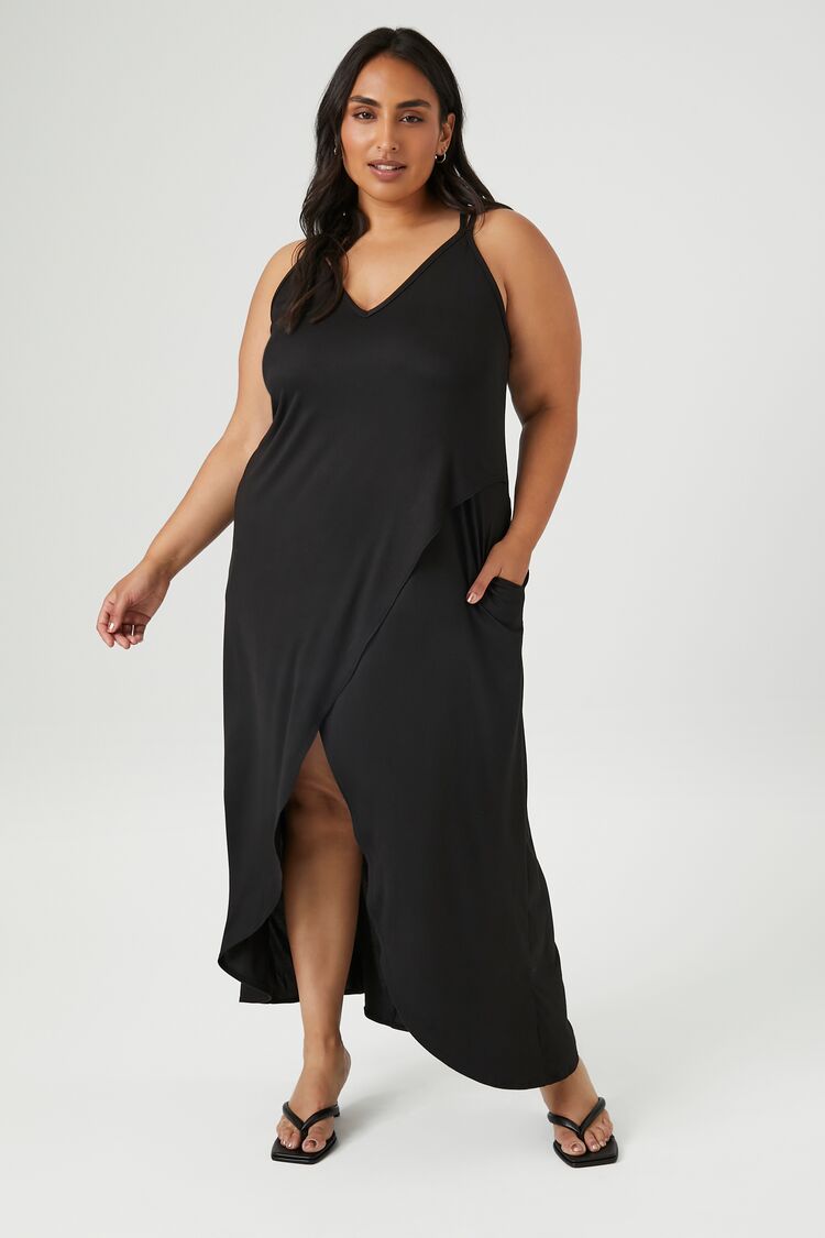 Plus Size Crisscross Back Split Thigh Maxi Dress – Viveda Boutique