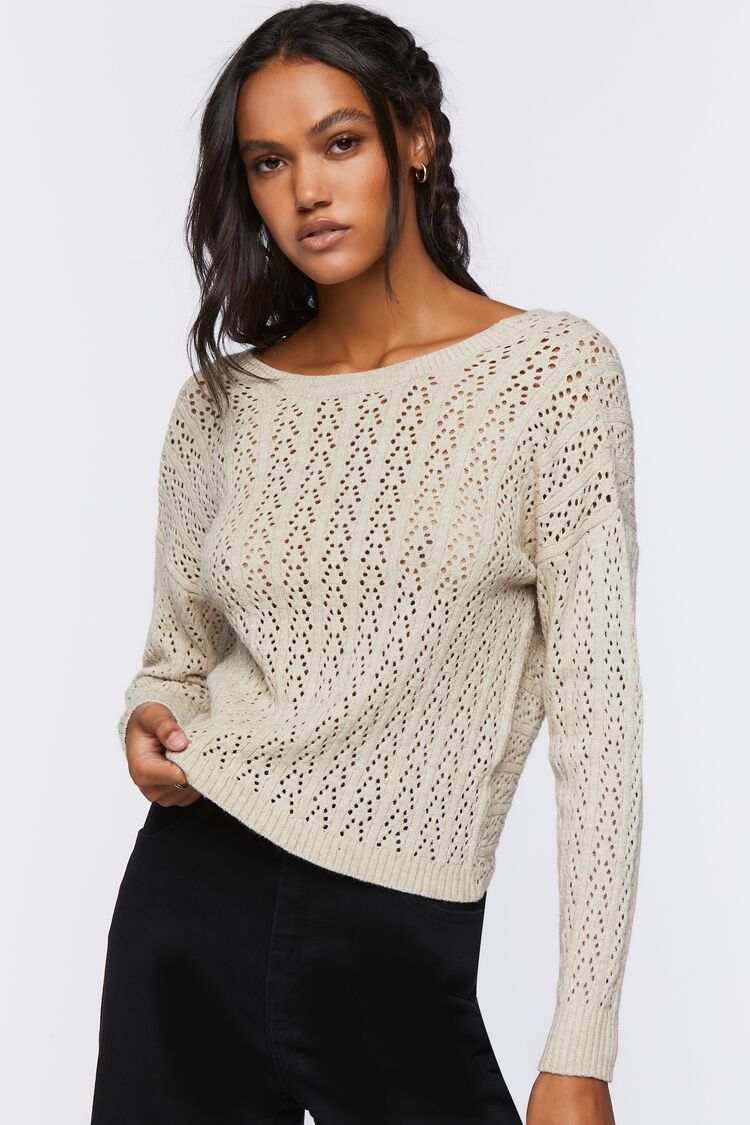 Pointelle Twist-Back Sweater