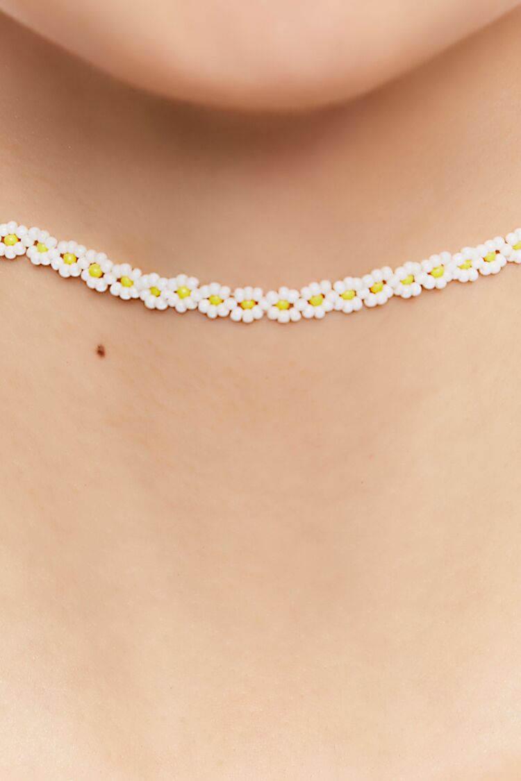 Women’s Beaded Floral Choker in White Accessories on sale 2022 2