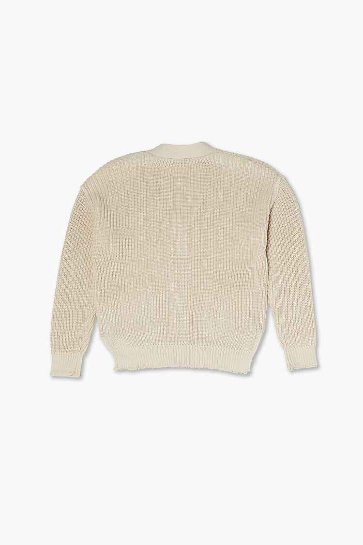 Girls Ribbed Cardigan Sweater (Kids) in Tan,  7/8 (Girls on sale 2022 2