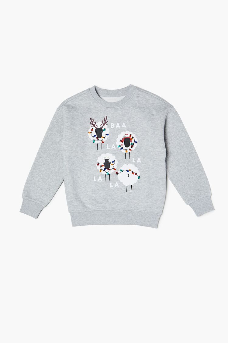 Girls Holiday Sheep Graphic Pullover (Kids) in Grey,  11/12 (Girls on sale 2022
