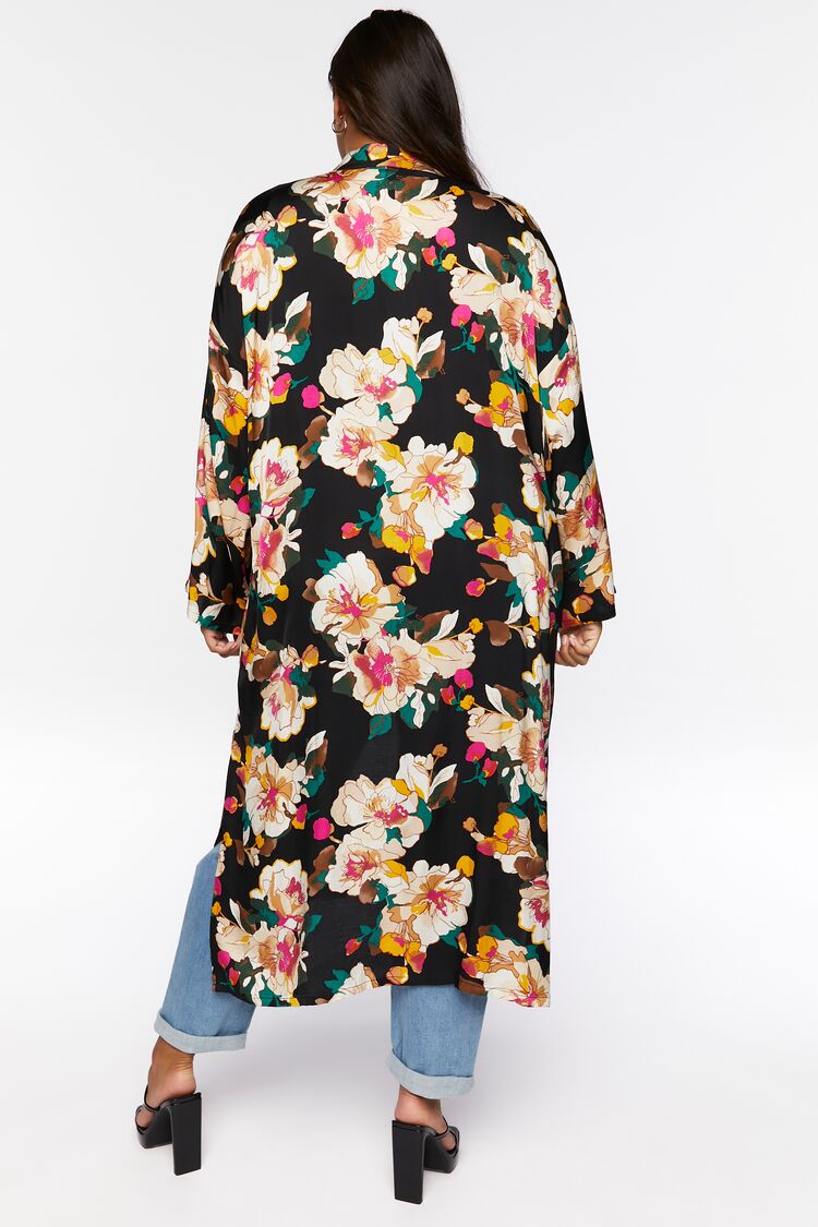 Women’s Floral Print Kimono in Black,  0X black on sale 2022 5