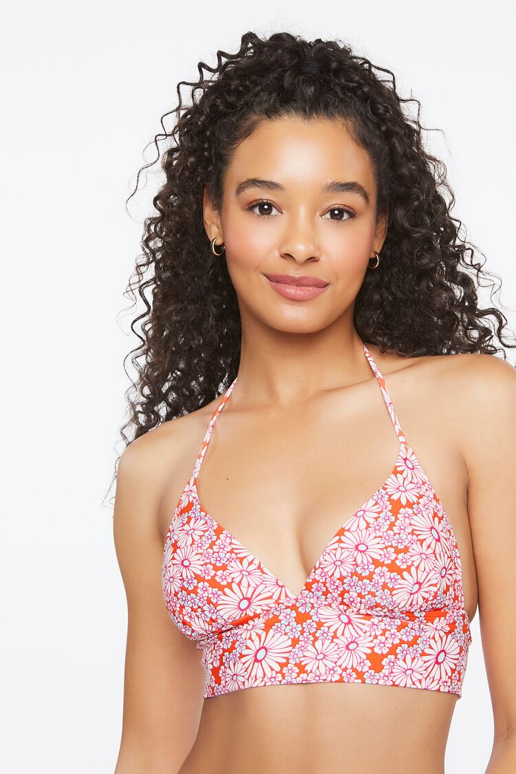 Women Floral Print Halter Bikini Top in Fiesta Small FOREVER 21 on sale 2022
