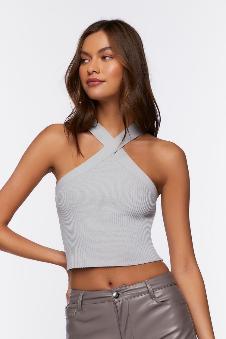 Vlek Overtuiging achterlijk persoon Women's Sweater-Knit Halter Crop Top in Grey Medium - 2023 ❤️  CooperativaShop ✓