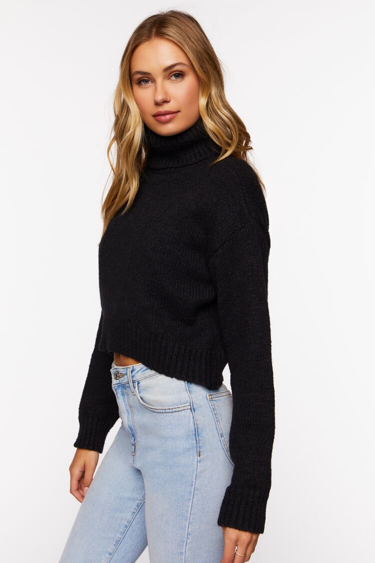 Women’s Turtleneck Marled Sweater in Black Medium black on sale 2022 4