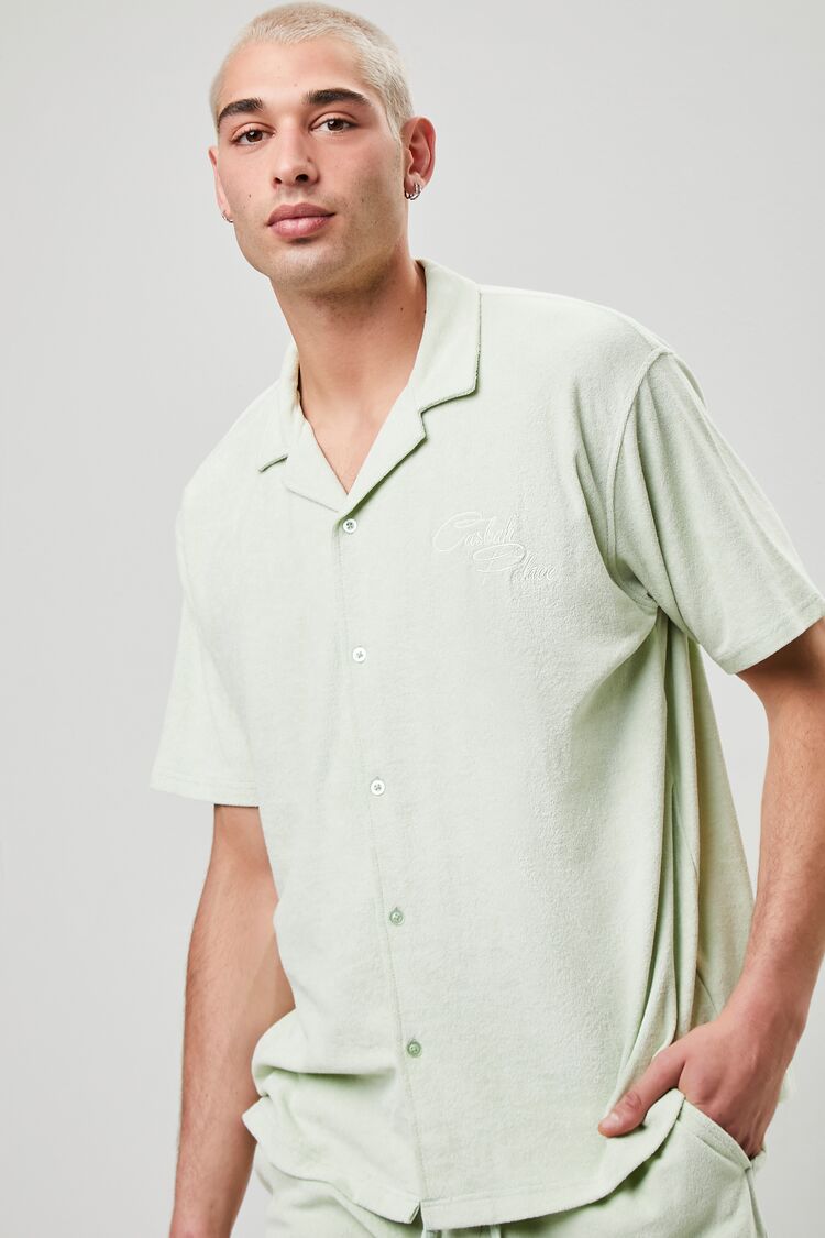Men Embroidered Casbah Palace Shirt in Mint/White Medium 21MEN on sale 2022 4