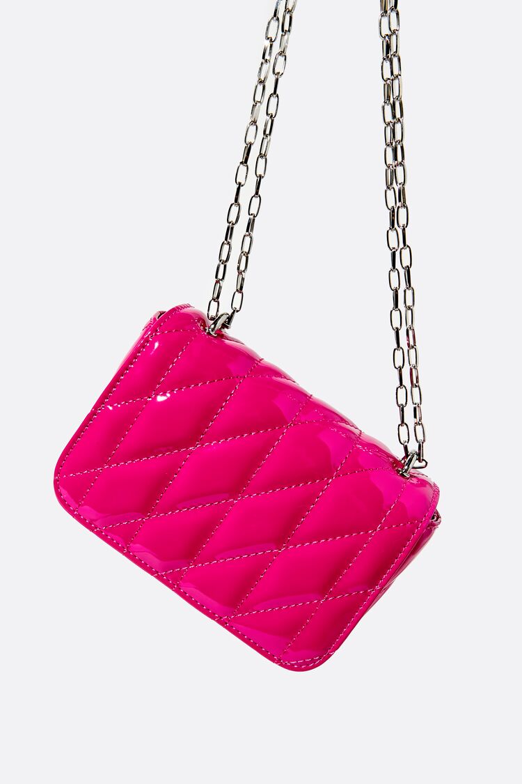 Women’s Faux Patent Leather Quilted Crossbody Bag in Hot Pink Accessories on sale 2022