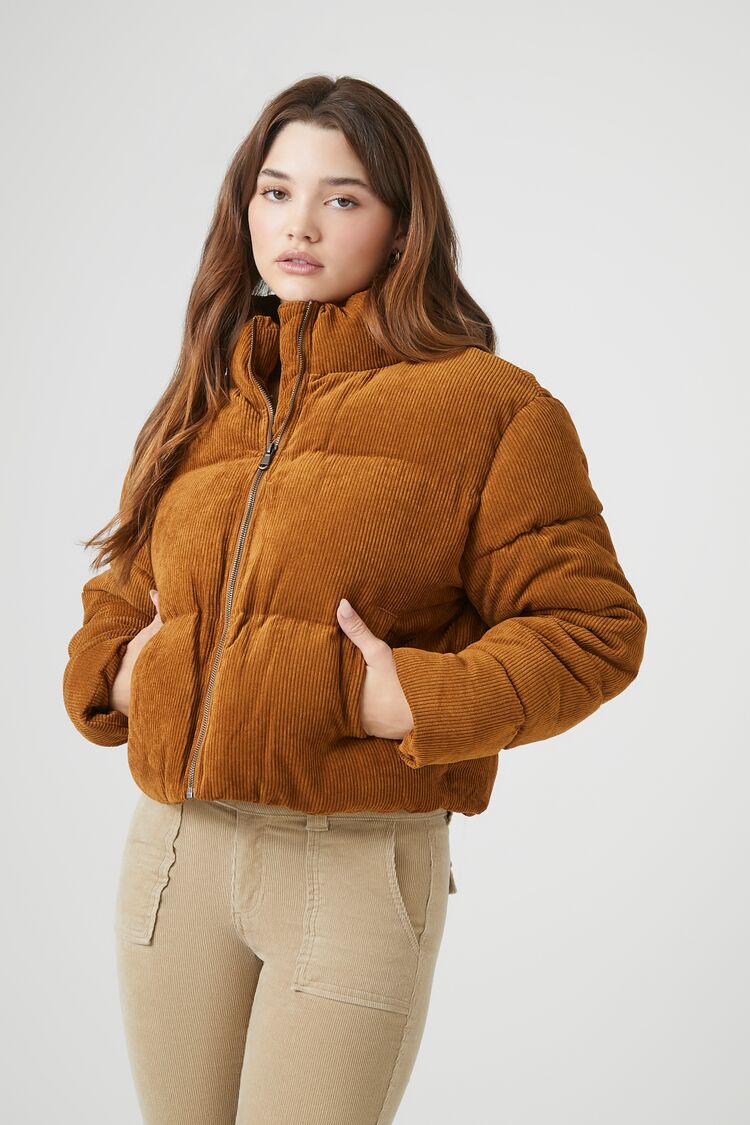 Corduroy Quilted Puffer Jacket | Forever 21