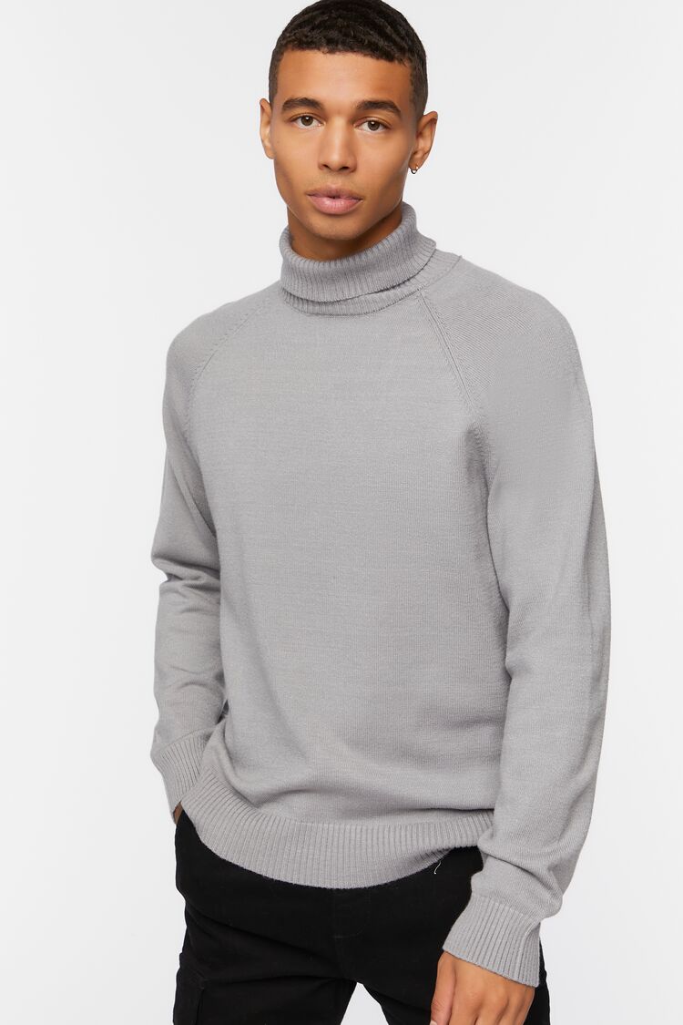 Men Turtleneck Raglan Sweater in Grey,  XXL 21MEN on sale 2022