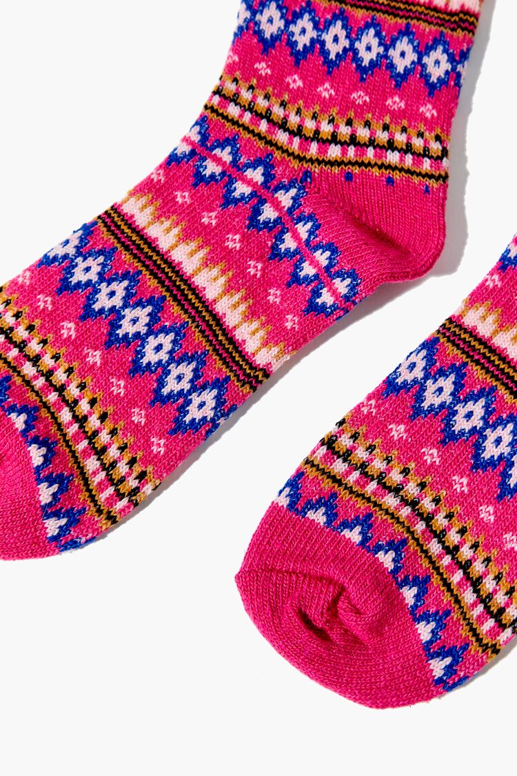 Fair Isle Crew Socks in Pink Accessories on sale 2022 2