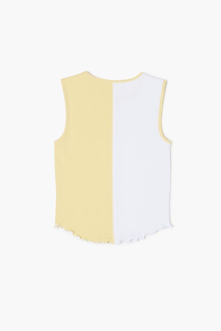 Girls Colorblock Tank Top (Kids) in Yellow/White,  5/6 (Girls on sale 2022 2