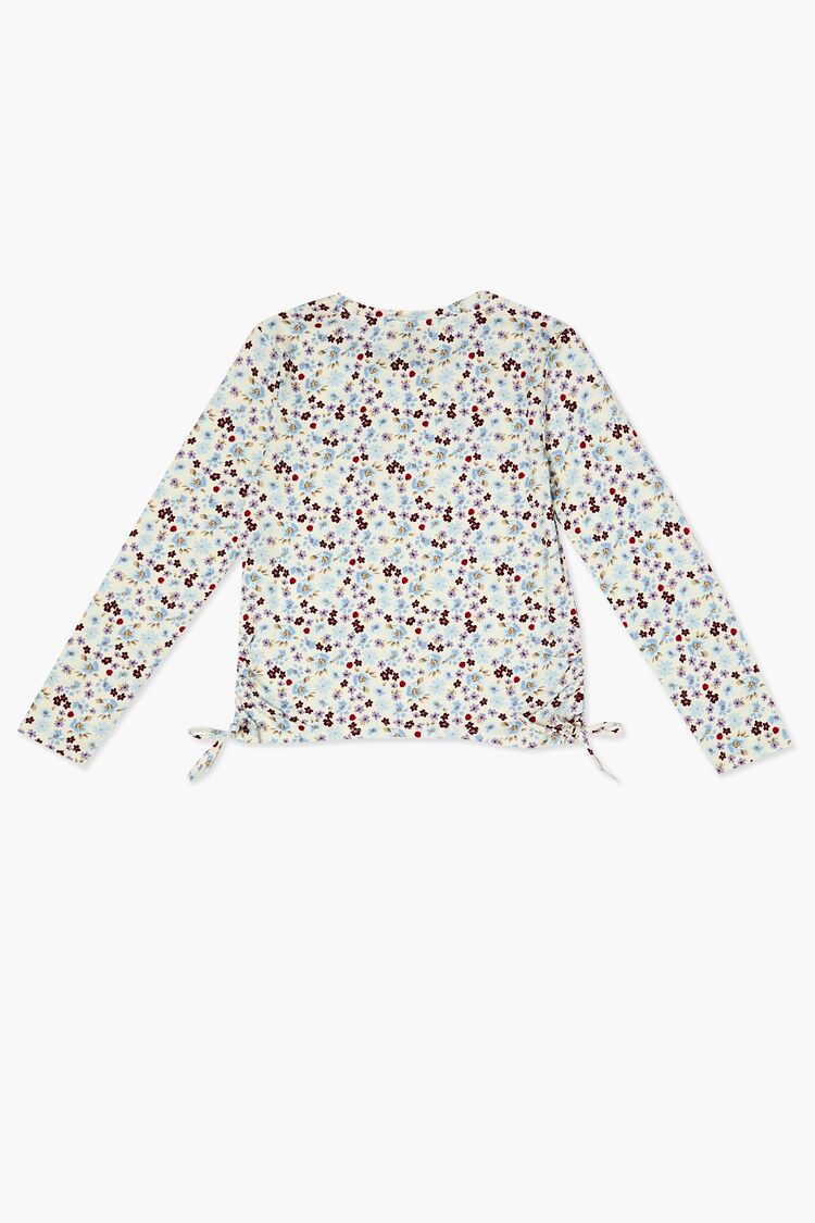 Girls Ditsy Floral Print Top (Kids) in Cream,  9/10 (Girls on sale 2022 2