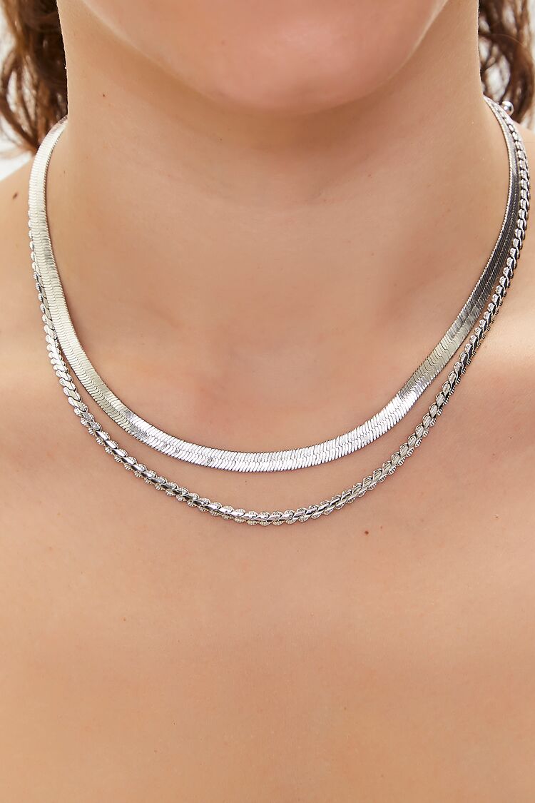 Women’s Serpentine Layered Necklace in Silver Accessories on sale 2022