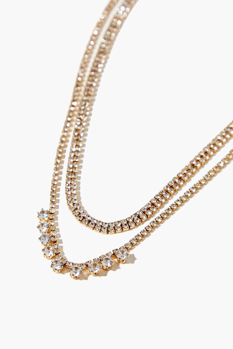 Women’s CZ Layered Necklace in Clear/Gold Accessories on sale 2022