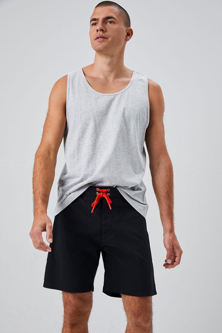 Men Lace-Up Contrast-Trim Swim Trunks in Black/Red,  XL 21MEN on sale 2022