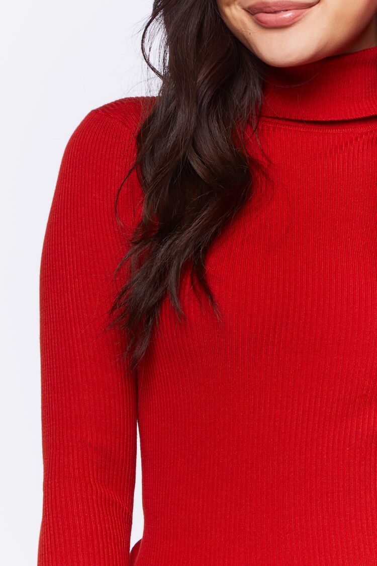 Women’s Ribbed Turtleneck Sweater-Knit Top in Red Apple Medium Apple on sale 2022 7