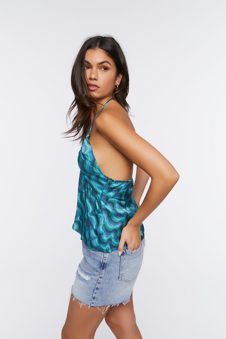 Women Abstract Print Halter Top in Blue Large FOREVER 21 on sale 2022 2