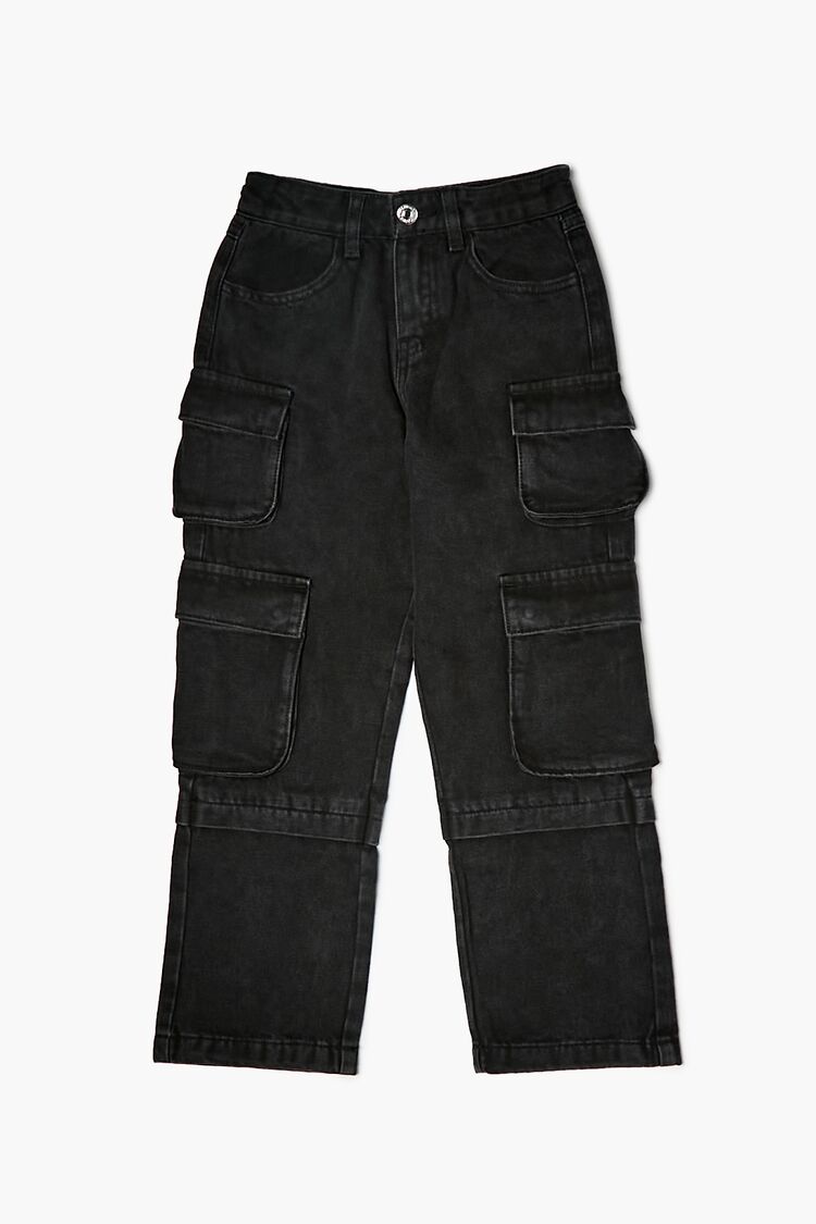 Girls Denim Cargo Pants (Kids) in Black,  9/10 (Girls on sale 2022