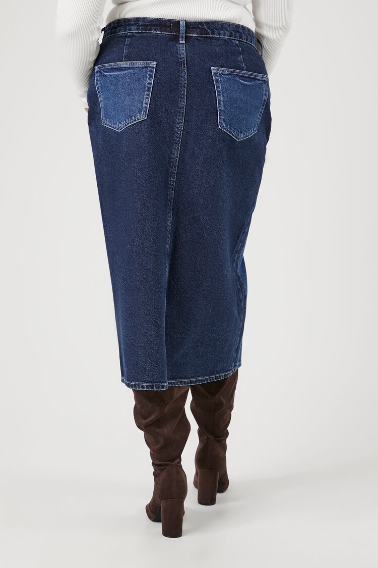 Women's Denim Colorblock Maxi Skirt ,  3X