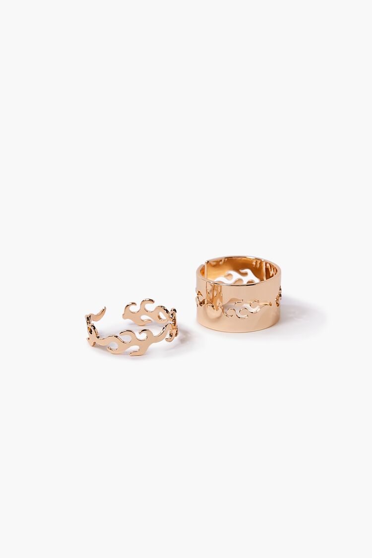 Women Flame Ring Set in Gold,  7
